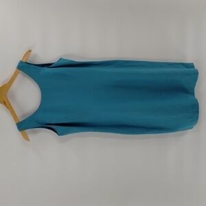 Papell Petites teal fitted dress 4P sleeveless hidden zip back